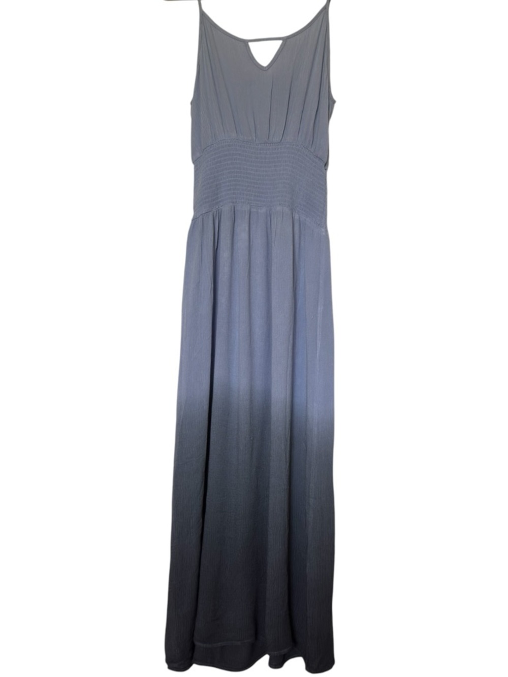 Ombre Blue Charcoal Smocked Waist Boutique Maxi Dress Sizes S New - Picture 2 of 4